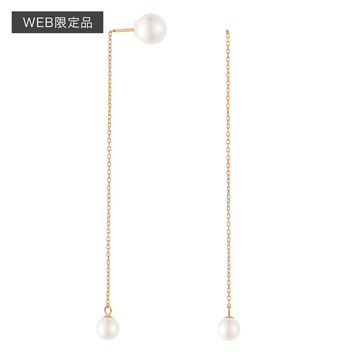 パール ダブルキャッチ チェーンピアス