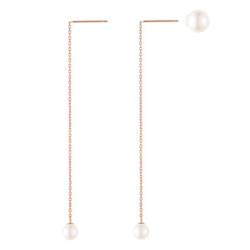 パール ダブルキャッチ チェーンピアス