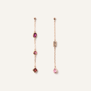 ジュエルモザイク ピンクカラー ピアス