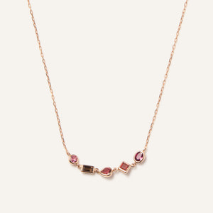 ジュエルモザイク ピンクカラー ネックレス