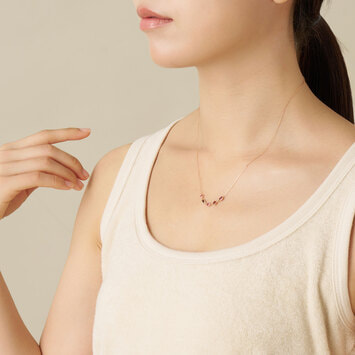 ジュエルモザイク ピンクカラー ネックレス