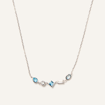 ジュエルモザイク ブルーカラー ネックレス