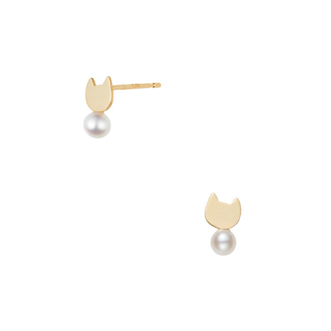 ねこ 淡水パール ピアス