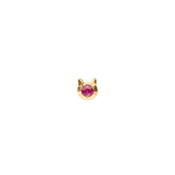ねこ ルビー ピアス(片耳用)（GJVA0355H_RU）｜ピアス｜ヴイエー