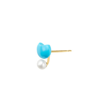 ねこ型ターコイズ 片耳用ピアス アクセサリー