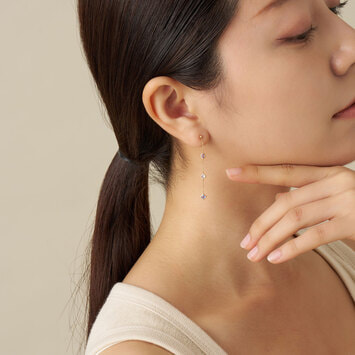 ジュエルモザイク パープルカラー ピアス