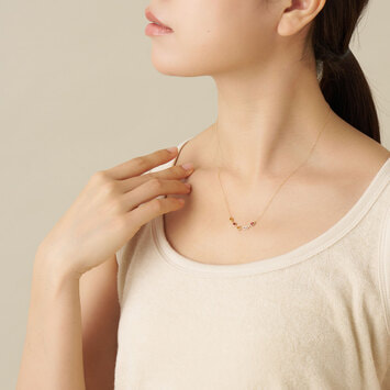 ジュエルモザイク コニャックカラー ネックレス