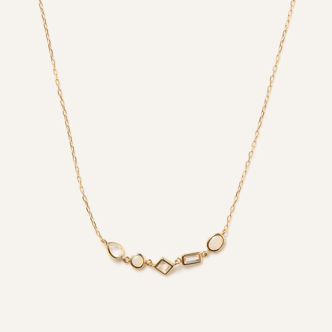 ジュエルモザイク ホワイトカラー ネックレス