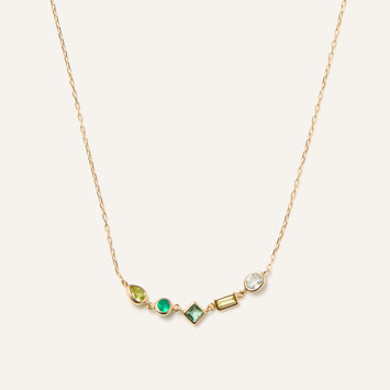 ジュエルモザイク グリーンカラー ネックレス