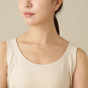 ジュエルモザイク グリーンカラー ネックレス