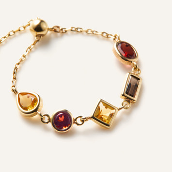 ジュエルモザイク コニャックカラー チェーンリング