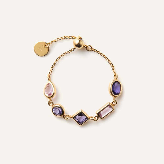 ジュエルモザイク パープルカラー チェーンリング