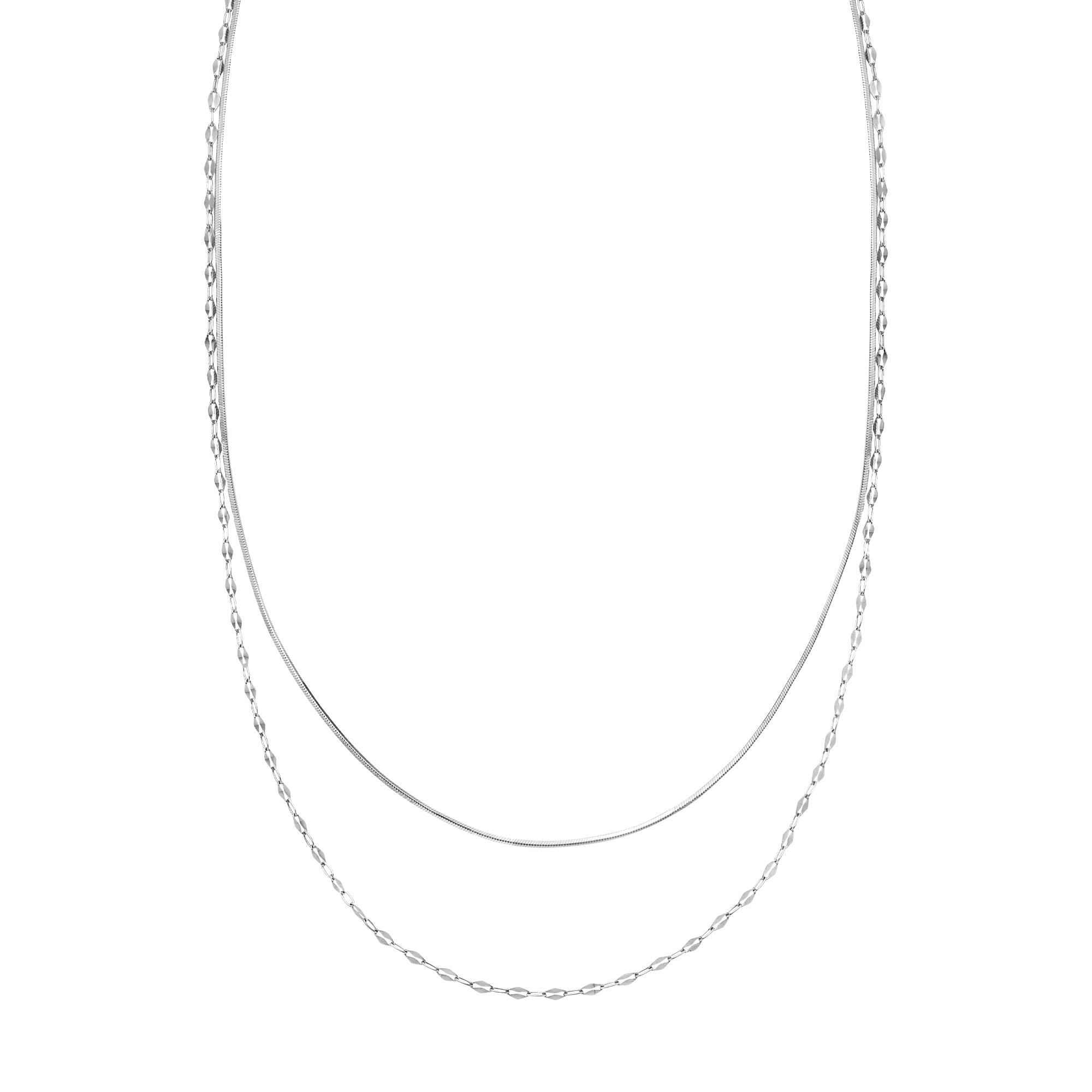 シルバー 2WAY チェーンネックレス（GS6N029980SI）｜ネックレス