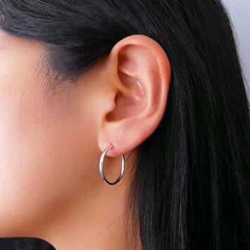 ポスト　k18 フープピアス silver925 K18ポスト フープピアス 太さ2.9mm 直径19mm シルバー