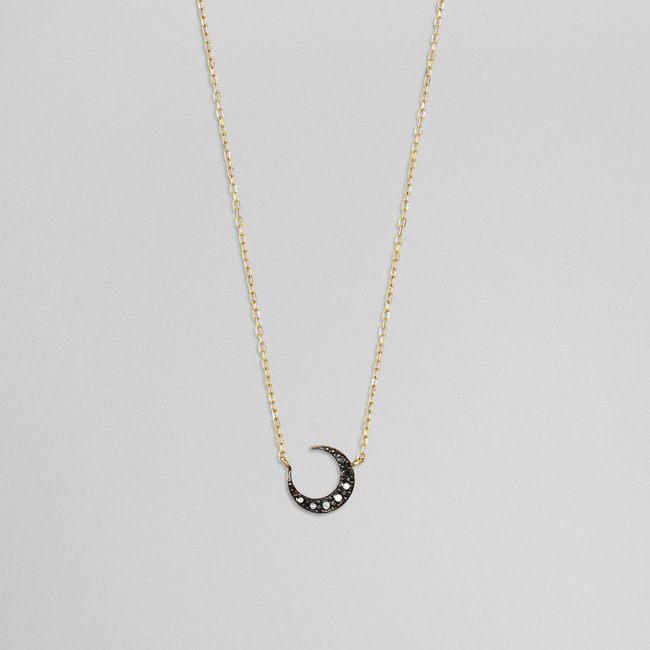 MICROTATTOO_K10ブラックダイヤモンド ネックレス MOON so black