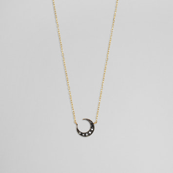 MICROTATTOO_K10ブラックダイヤモンド ネックレス MOON so black