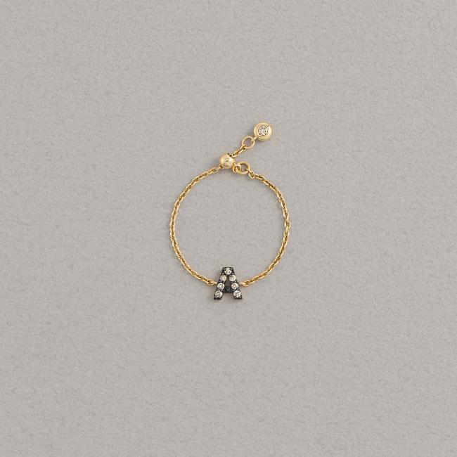 【オーダー品】MICROTATTOO_K10ブラウンダイヤモンド リング A-Z【納期 約1.5ヶ月】