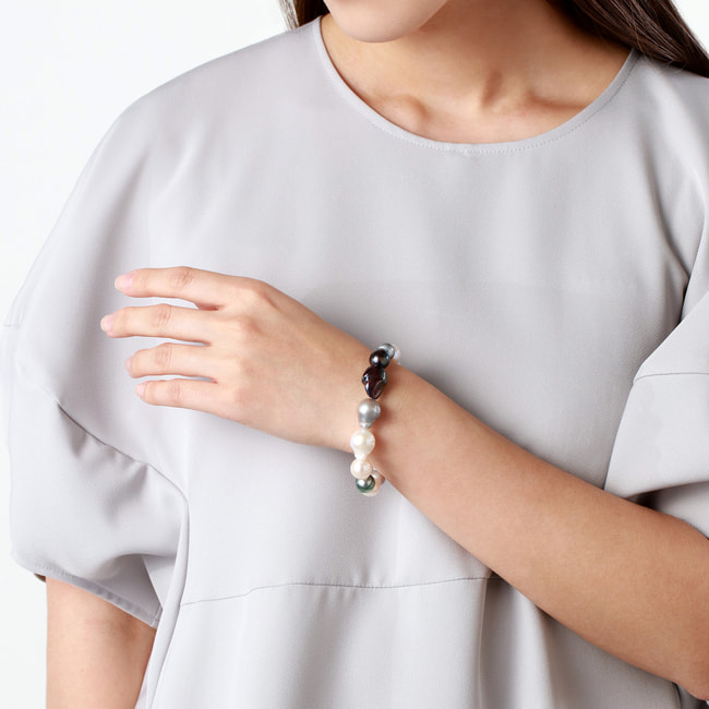 淡水パール 黒蝶パール ブレスレット