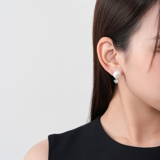 淡水パール イヤリング