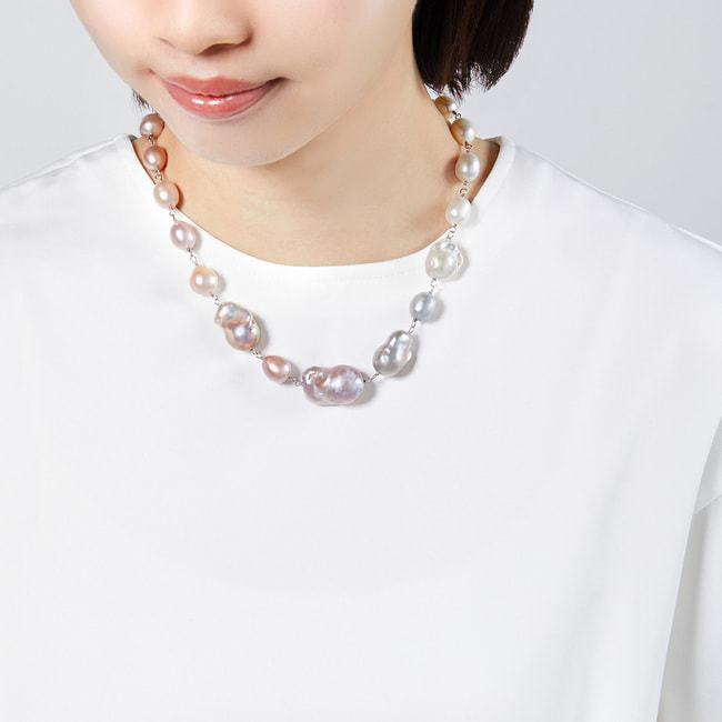淡水パール 大粒バロックネックレス