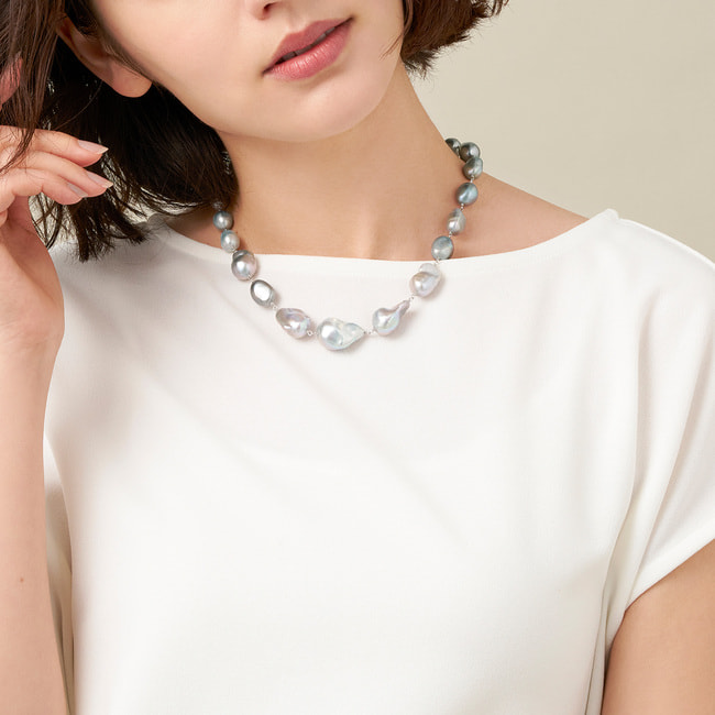 淡水パール 大粒バロックネックレス