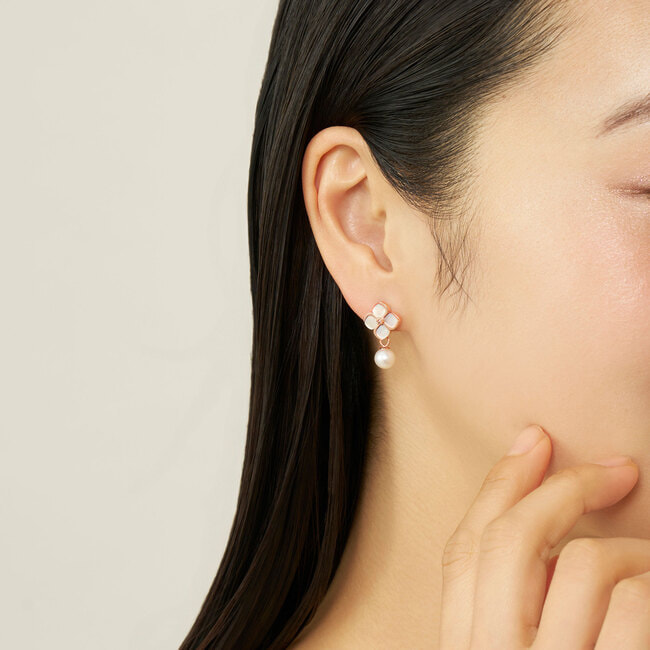 淡水パール シェルフラワー ピアス