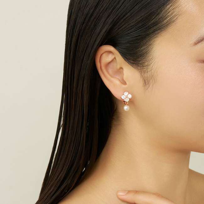 淡水パール シェルフラワー イヤリング