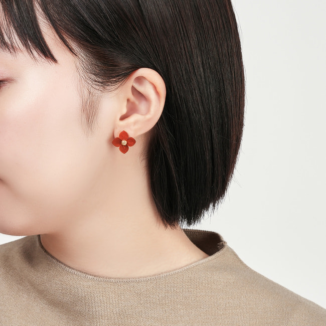 カーネリアン フラワー ピアス