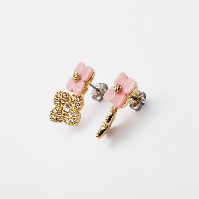 ピンクオパール フラワー ピアス