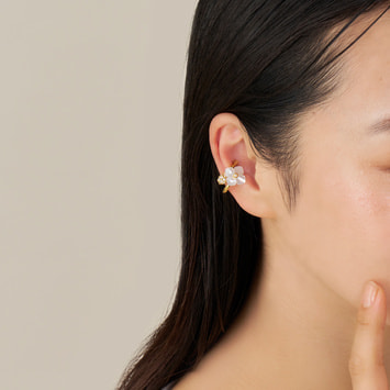 シェルフラワー イヤーカフ2点セット