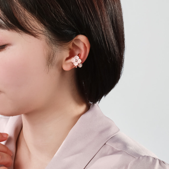 シェルフラワー イヤーカフ2点セット