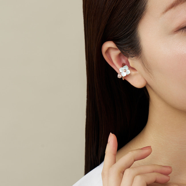 シェルフラワー イヤーカフ2点セット