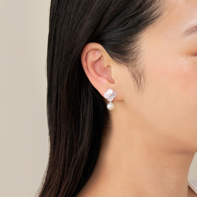 淡水パール シェルフラワー イヤリング