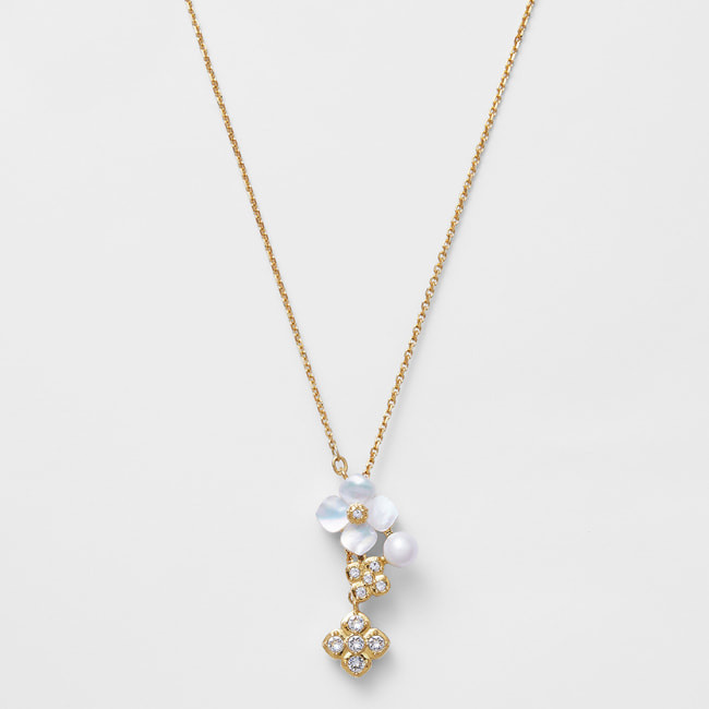 淡水パール シェルフラワー スライドネックレス