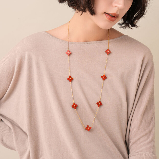 カーネリアン フラワー ネックレス