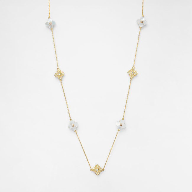 シェルフラワー パヴェステーションネックレス