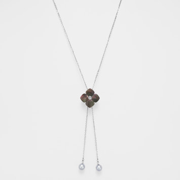 Stephen Dweck 紫 ネックレス 専用ポーチ付き VBMN502360BP シェルフラワー スライドネックレス｜ネックレス