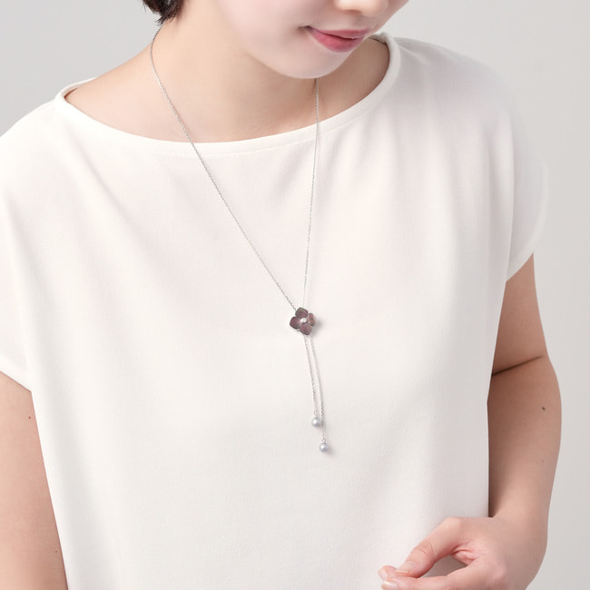 シェルフラワー スライドネックレス