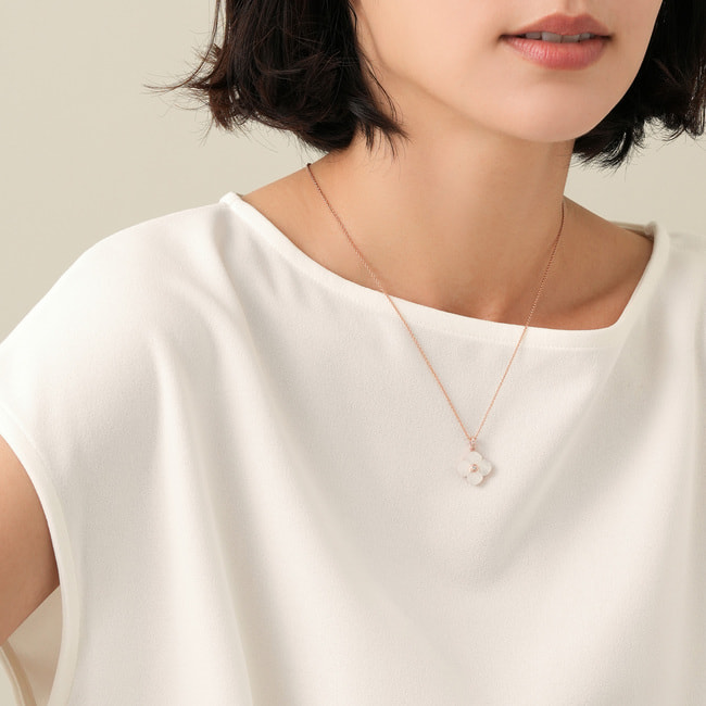 シェルフラワー リバーシブルネックレス