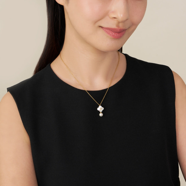 淡水パール シェルフラワー ネックレス