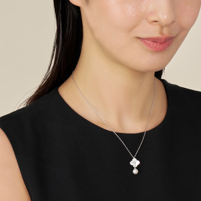 淡水パール シェルフラワー ネックレス