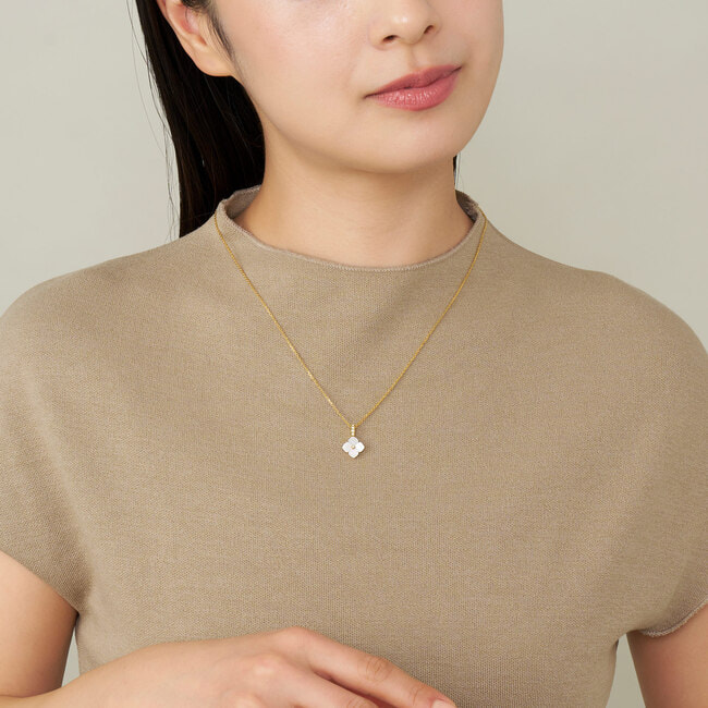 シェルフラワー リバーシブルネックレス