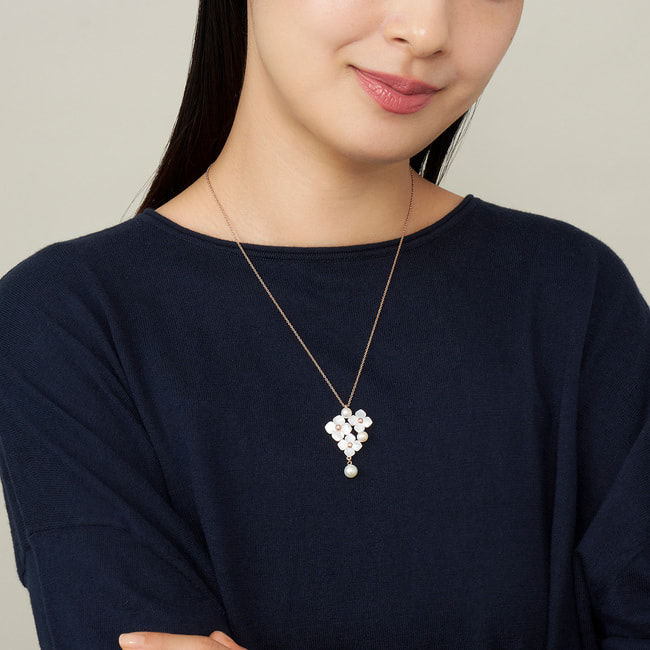 淡水パール シェルフラワー ネックレス