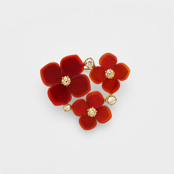 カーネリアン フラワー ブローチ
