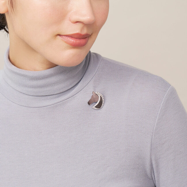 黒蝶貝 馬 ブローチ