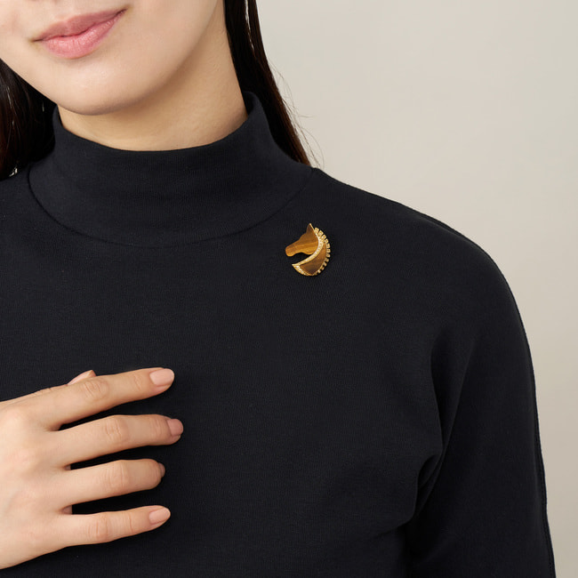 タイガーアイ 馬 ブローチ