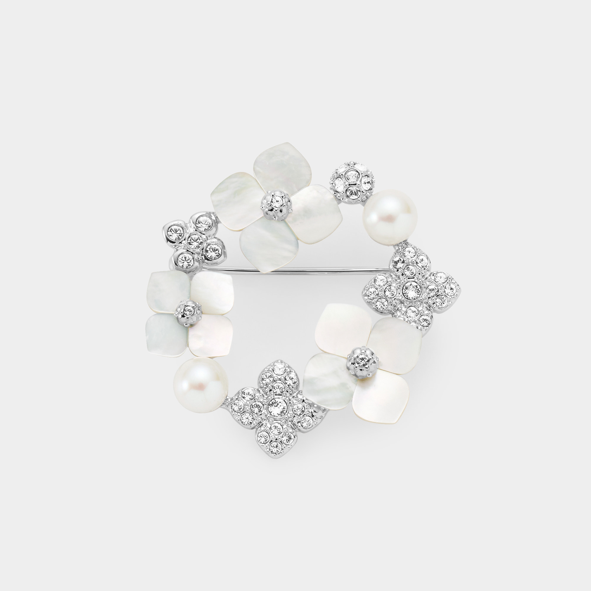 淡水パール シェルフラワー ブローチ