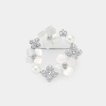 淡水パール シェルフラワー ブローチ
