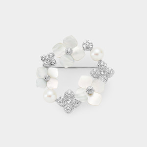 淡水パール シェルフラワー ブローチ