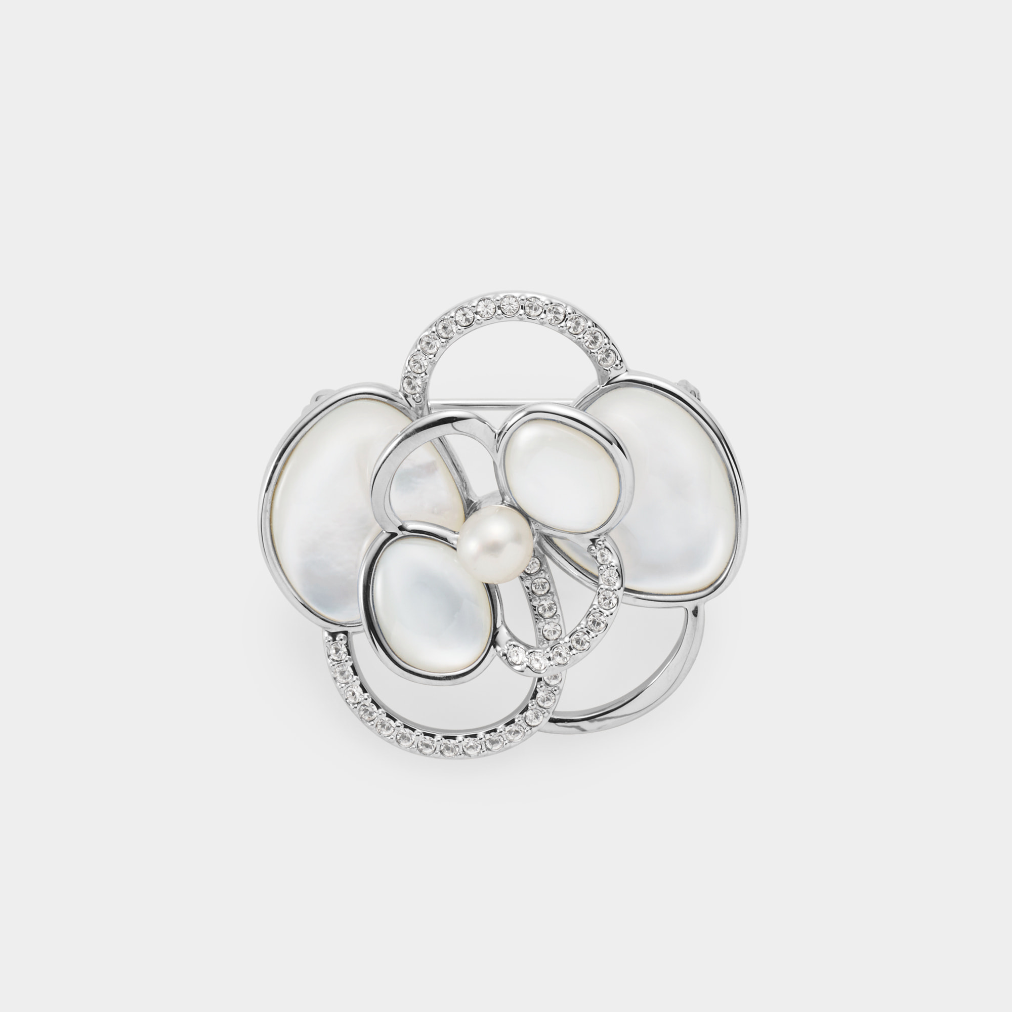 シェル カメリア ブローチ